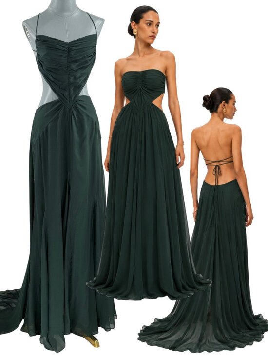 cult gaia Dresses & Skirts - 🆕 CULT GAIA 🧿 NWOT Aphea Silk Cut Out Backless Dress, Forest Green - Sz US 8